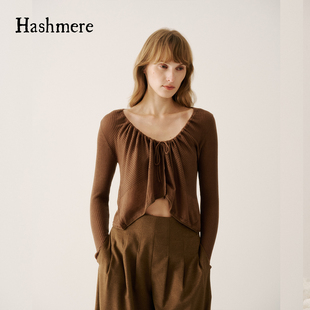 胡可的买手店 Hashmere26春夏真丝羊毛解构前襟抽绳绑带针织开衫