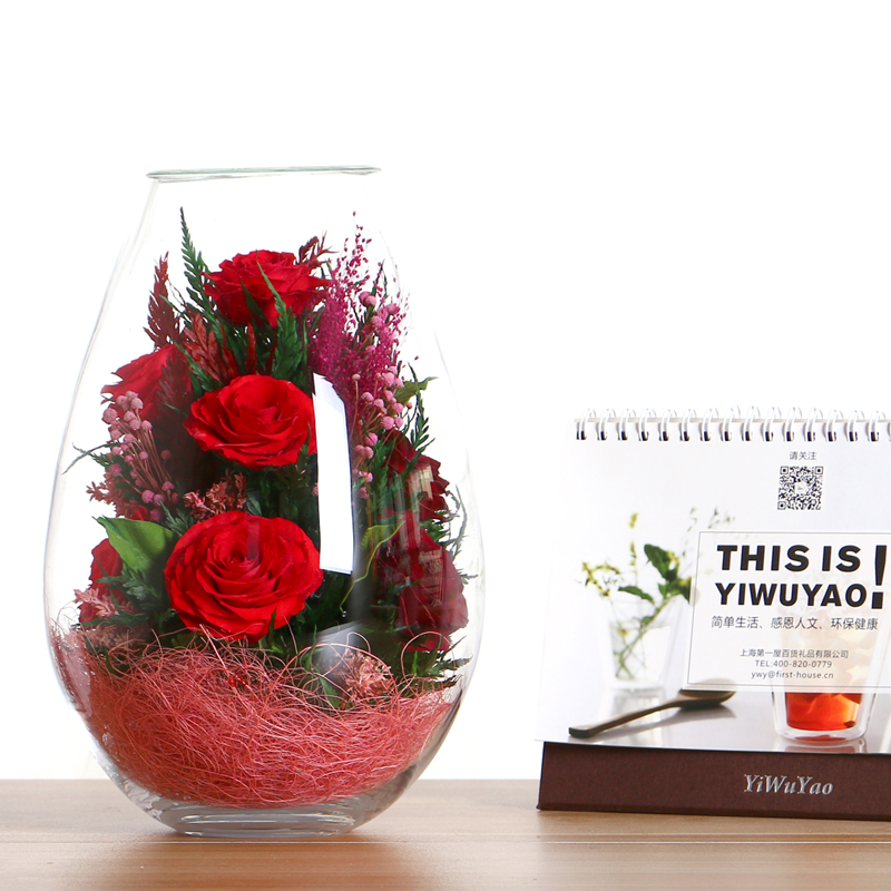 泰国进口永生花保鲜花三色玫瑰花 生日情人节礼物 乔迁开业礼顺丰