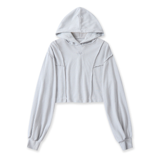 连帽套头宽松上衣 新款 F2508外贸欧美单女生短款 高腰卫衣2025秋季