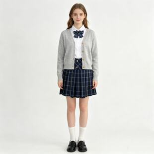 GG5569外贸时尚学院风女生短裙新款高腰半松紧腰JK风格裙百褶裙