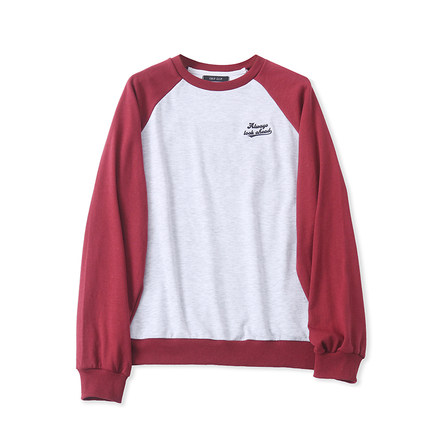 B3322外贸日单学院风女生卫衣新款圆领套头拼色宽松学院风上衣