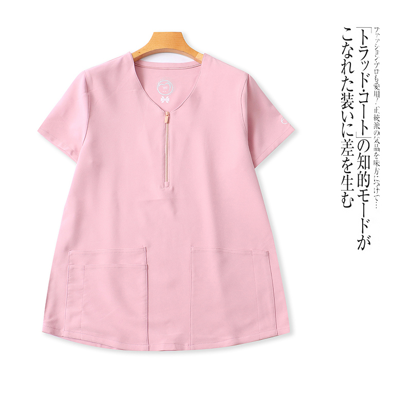 外贸欧美单医护制服短袖上衣夏季新款V领美容院口腔宠物店工作服