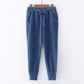 松紧腰束脚宽松哈伦九分裤 2025新款 女士牛仔裤 外贸欧美单时尚