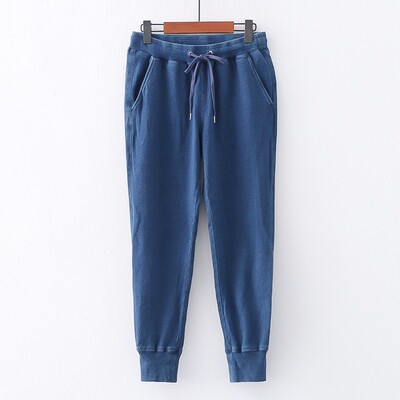 外贸欧美单时尚女士牛仔裤2025新款松紧腰束脚宽松哈伦九分裤