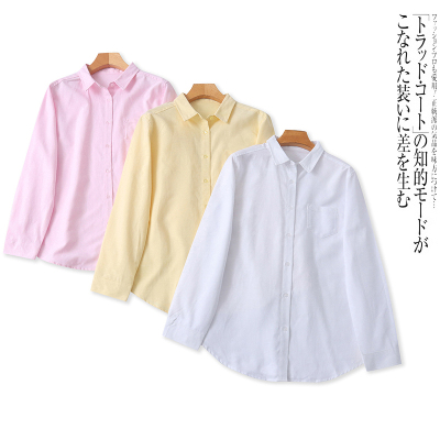 G6155外贸欧美单女士长袖衬衫春季新款翻领单排扣宽松松弛感衬衣