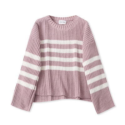 AA2970外贸欧美女士毛衣新款圆领套头拼色宽松大码胖MM短款针织衫