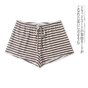 松紧腰系带显瘦阔腿裤 V5227外贸欧美单小女生条纹短裤 春夏新款