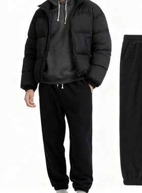 V0545外贸欧美男士摇粒绒休闲裤秋冬新款松紧腰系带宽松束脚长裤