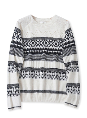 M0945外贸欧美单女装针织衫秋季新款圆领套头花色宽松百搭上衣