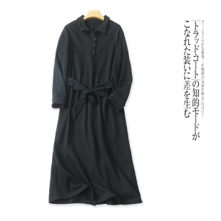 修身 翻领套头长袖 显瘦休闲百搭长裙 新款 外贸欧美单女士连衣裙秋季