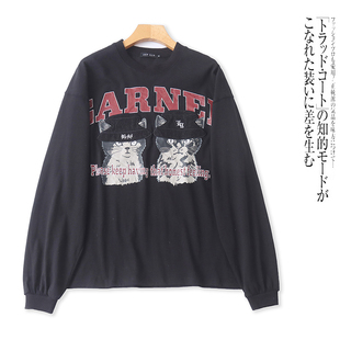 B4100外贸日单潮流个性 圆领套头慵懒风上衣 卡通印花女生卫衣新款