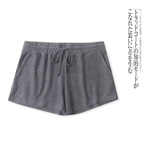 U8956外贸欧美单女士休闲短裤春季新款松紧腰纯色宽松阔腿五分裤 - 封面