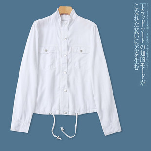 N9520外贸欧美单女士休闲外套2026春季新款立领宽松时尚纯色上衣