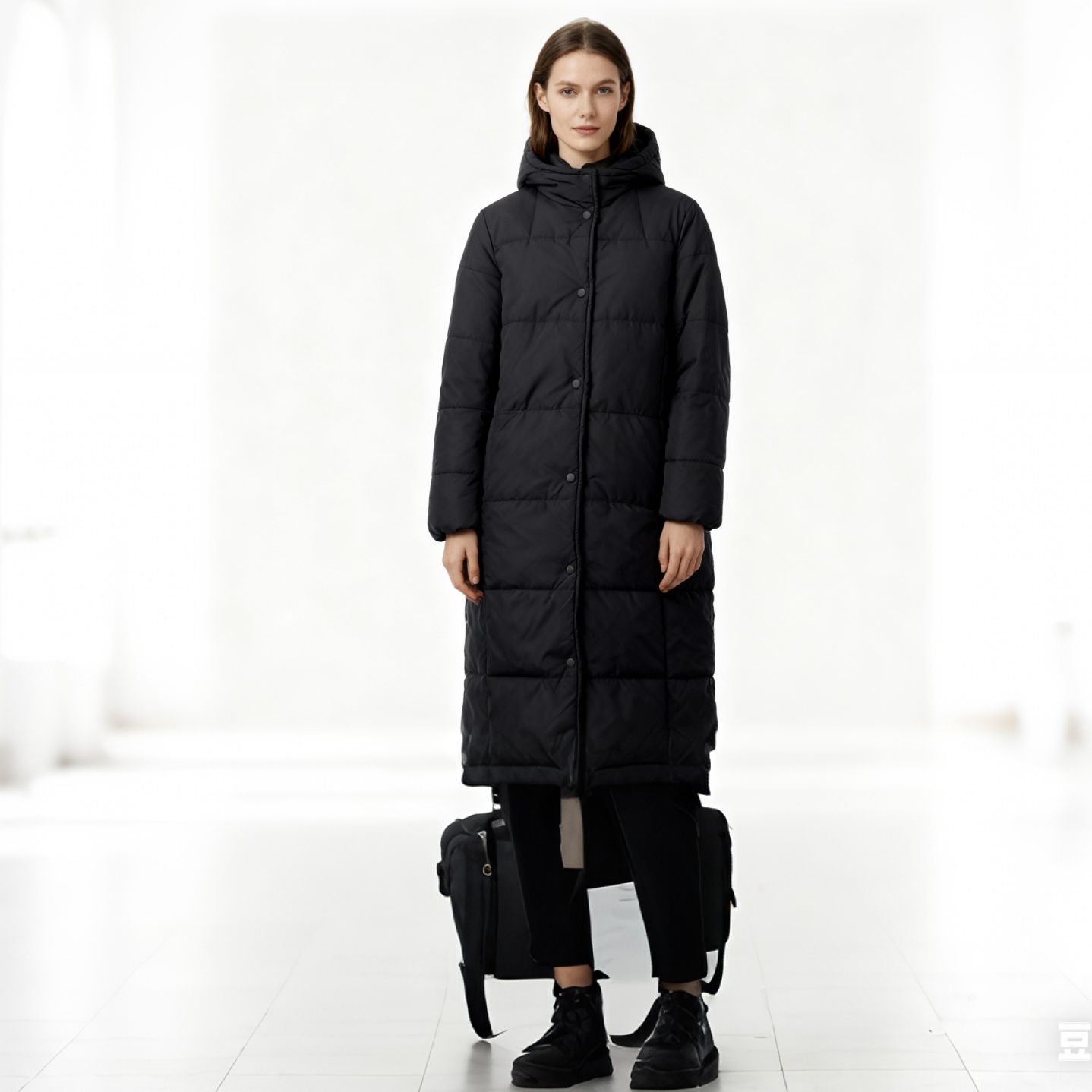 N6058外贸欧美女装长款棉衣冬季新款立领连帽宽松通勤风时尚棉服