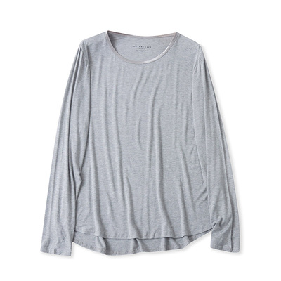 C4854外贸欧美单女士打底衫内衣新款圆领套头弹力纯色家居服睡衣