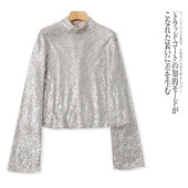 潮流小衫 饰时尚 半高立领套头亮片装 A8552外贸欧美单女士上衣新款