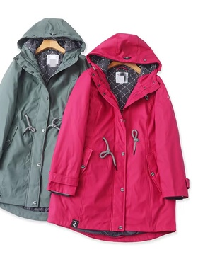 F4556外贸欧美女士薄款棉衣冬季新款连帽宽松时尚收腰中长款棉服