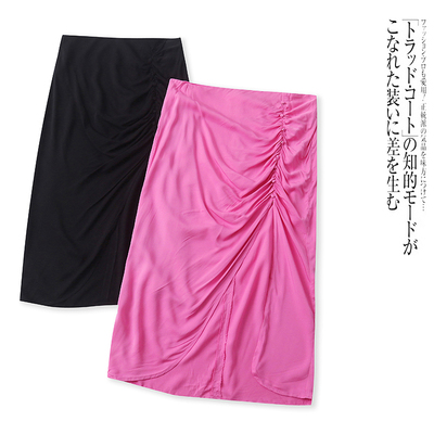 O5252外贸欧美女士半身裙春夏新款高腰拉链时尚通勤风开叉包臀裙