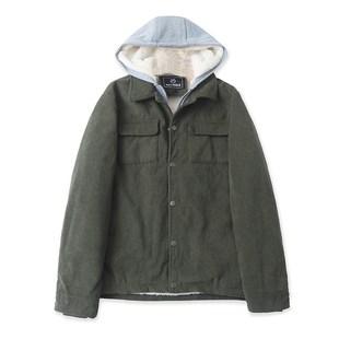 连帽拼色加绒灯芯绒宽松外套 新款 G5750外贸欧美单男士 棉衣秋冬季