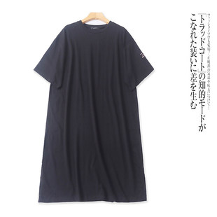 V4860外贸日单女士T恤裙夏季新款圆领宽松大码胖MM显瘦连衣裙