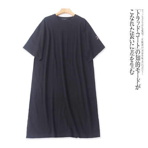 V4860外贸日单女士T恤裙夏季新款圆领宽松大码胖MM显瘦连衣裙