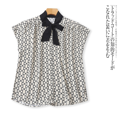 D2063外贸日单气质女士衬衫春夏新款立领系带设计通勤风显瘦上衣