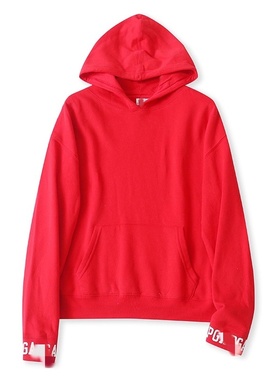 D5763外贸欧美单女生卫衣秋冬新款连帽套头宽松加绒保暖休闲上衣