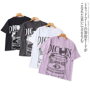 短袖 圆领套头字母时尚 T恤衫 新款 宽松休闲上衣 夏季 外贸日单女装