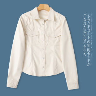 翻领修身 新款 小香风气质显瘦上衣 皮外套2025秋季 外贸欧美单女装