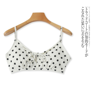 外贸日单小女生吊带文胸新款 黑白波点显瘦性感美背打底背心