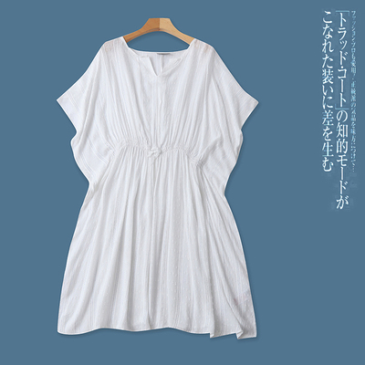 AA4563外贸欧美女童连衣裙夏季新款圆V领收腰肌理感蝙蝠短袖裙子