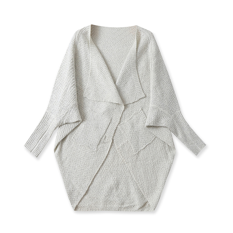 外贸欧美单女士针织开衫秋季新款斗篷式宽松外搭中长款上衣