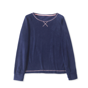 N4581外贸欧美单女士家居服上衣冬季新款圆领套头摇粒绒宽松睡衣