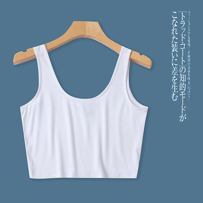 B6378外贸日单小女生背心春季新款U型领纯色修身内搭打底小衫