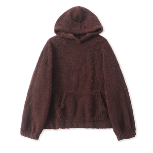 D019外贸欧美单女士毛绒卫衣秋冬新款 连帽套头宽松摇粒绒外套