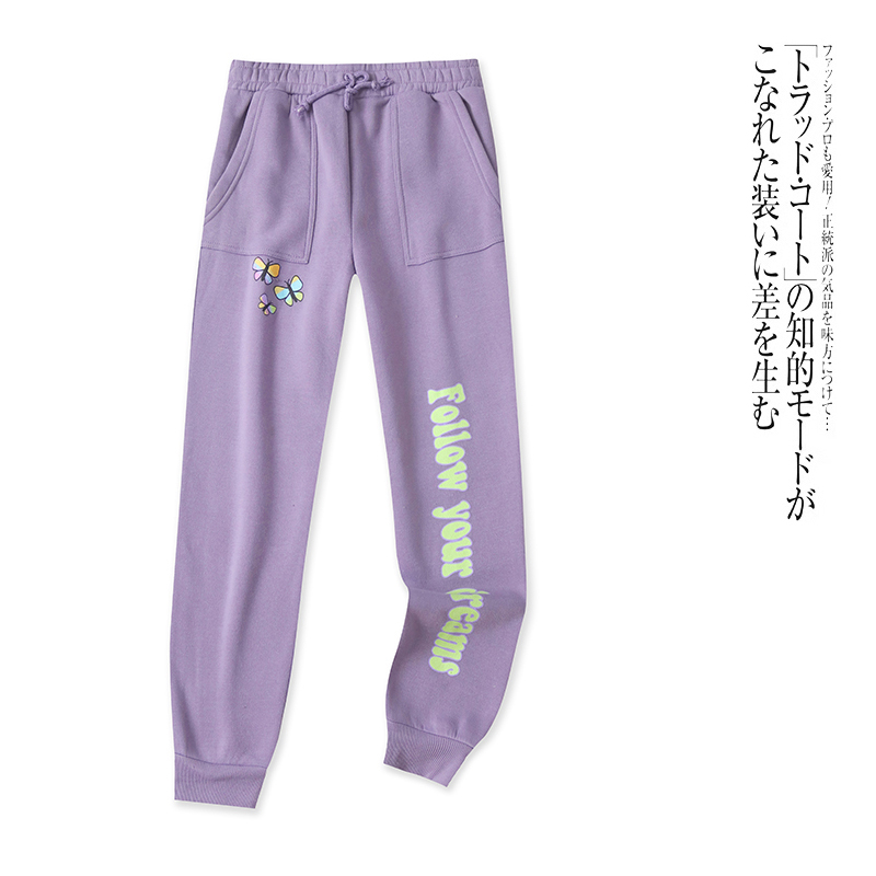 外贸日单时尚儿童运动裤秋冬季新款松紧腰加绒宽松女童中大童长裤