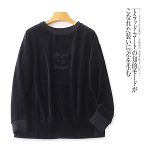 上衣 圆领金丝绒宽松学院风时尚 外贸日单女生休闲卫衣秋季 新款