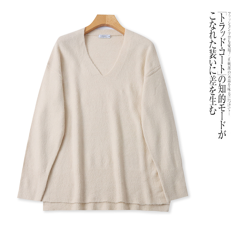 I2630外贸欧美单女士毛衣冬季新款V领套头宽松时尚百搭针织衫
