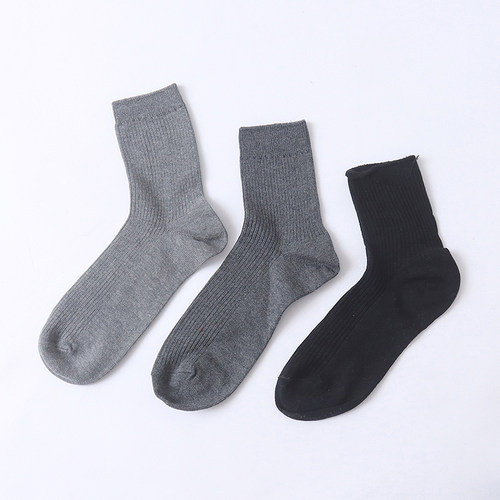 A1100外贸简约休闲男女款袜子秋冬季新款纯色防滑吸汗百搭中筒袜