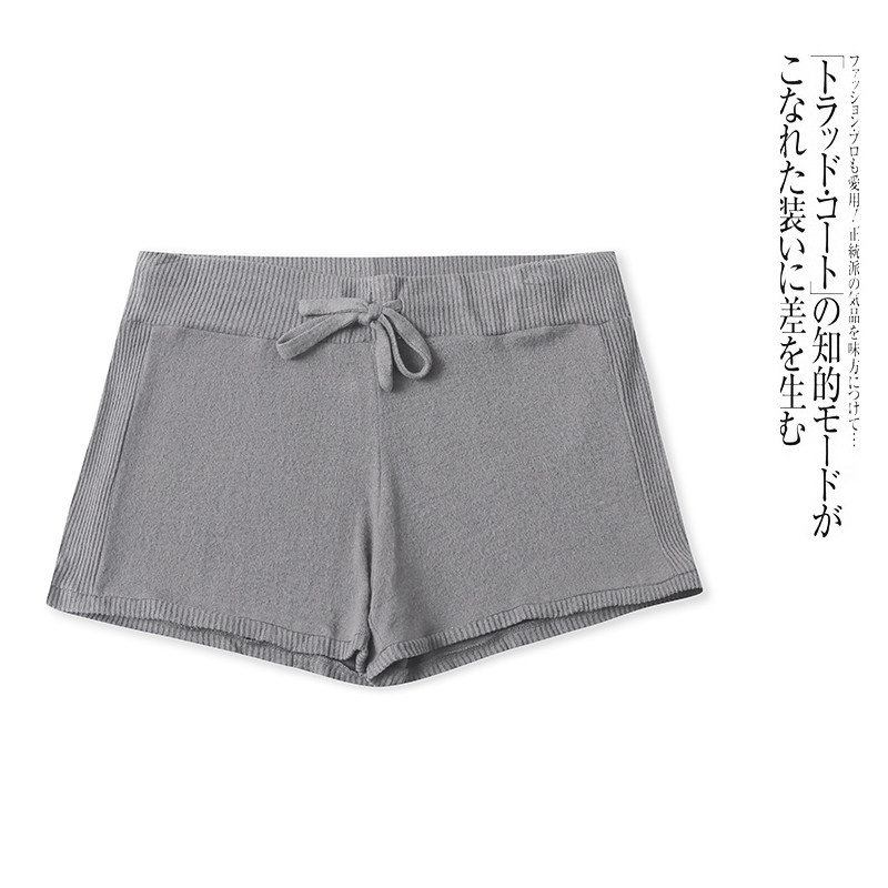 V6950外贸欧美单女生薄款针织短裤新款松紧腰系带修身百搭五分裤