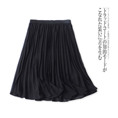 半身裙 中长款 外贸欧美单女士百褶裙新款 松紧腰宽松显瘦时尚
