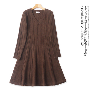 H5278外贸欧美女装针织裙新款V领套头弹力修身显瘦百搭时尚连衣裙