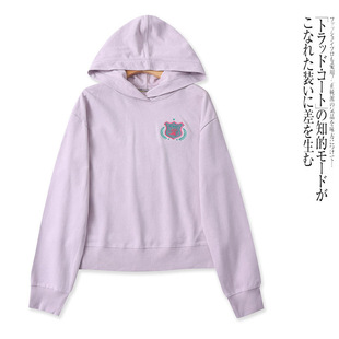 G5389外贸欧美单女生学院风卫衣新款连帽套头卡通印花宽松上衣