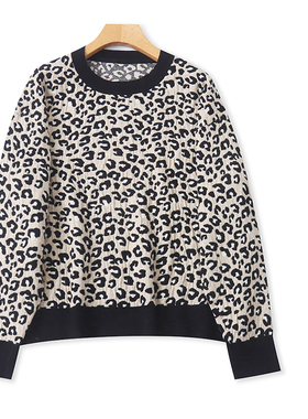 CC4930外贸欧美女士毛衣冬季新款圆领套头时尚复古印花加厚针织衫