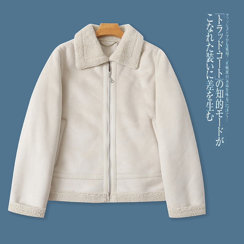 外贸欧美单女士加厚外套2025秋冬季新款翻领拉链加绒鸡皮绒上衣