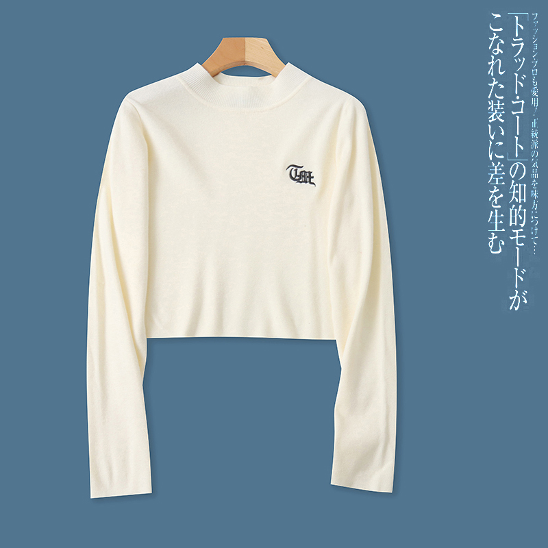 EE8569外贸日单女士打底针织衫新款半高领套头修身显瘦短款毛衣