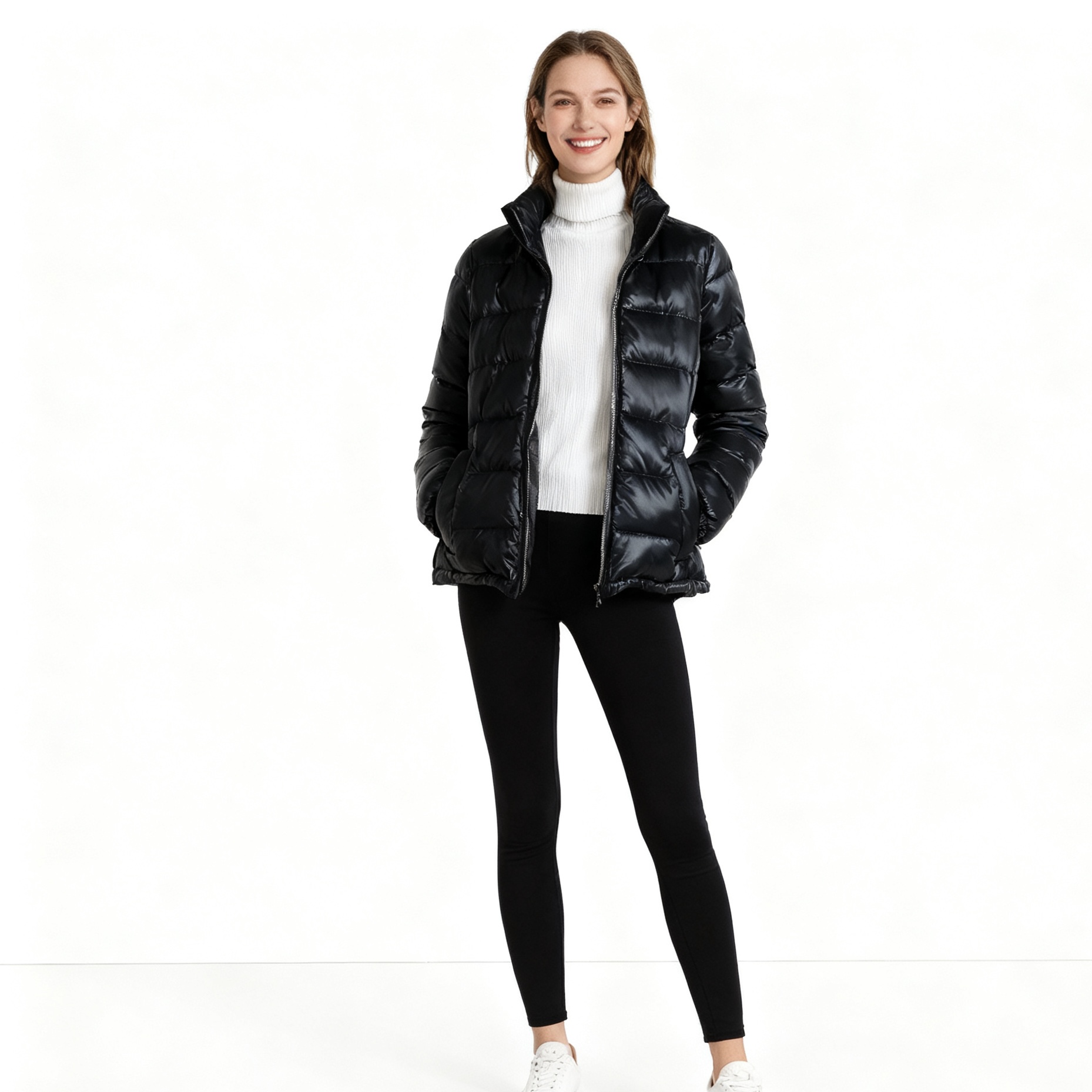 II5740外贸欧美单女士棉衣冬季新款立领拉链时尚显瘦百搭休闲棉服