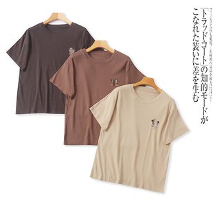 D5269外贸日单男女同款短袖T恤新款圆领套头宽松卡通休闲百搭上衣