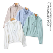 A5554外贸欧美单女生卫衣新款 立领套头纯色时尚 休闲慵懒风上衣