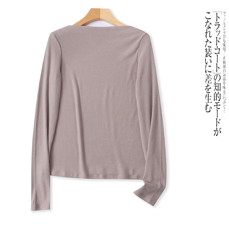 E6356外贸欧美单女士打底衫一字领弹力修身显瘦百搭休闲上衣